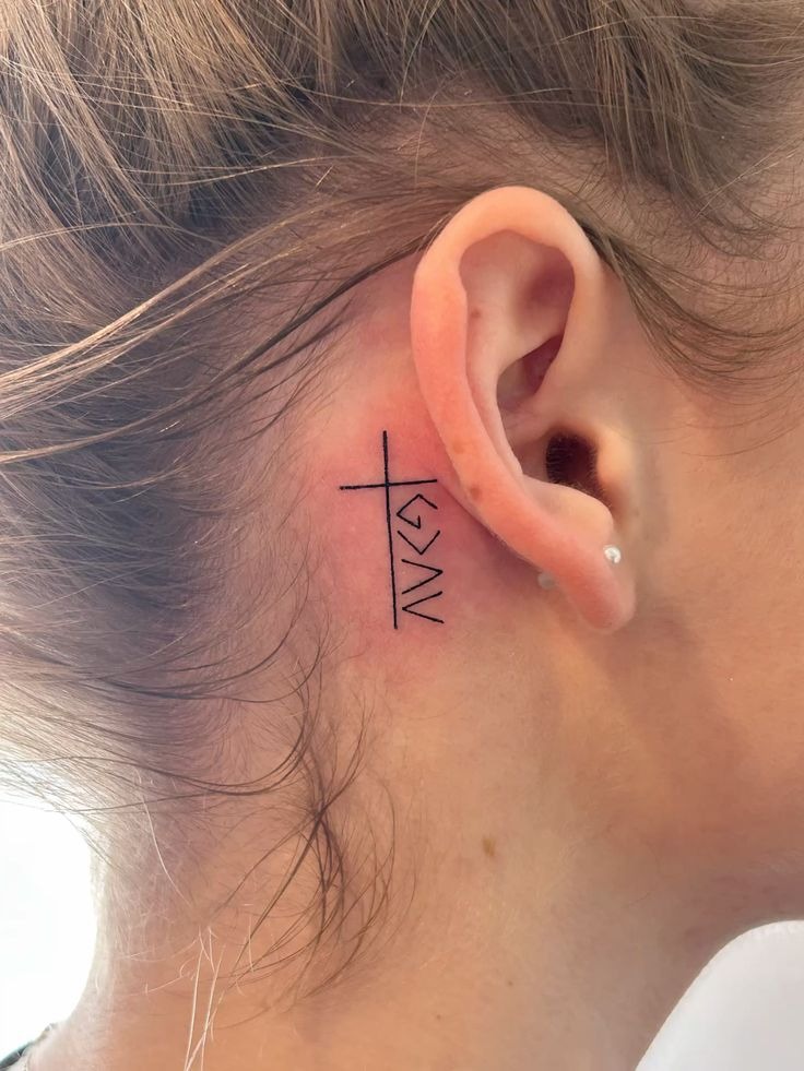 Vertical Arrow and Symbol Tattoo Tattoo Design