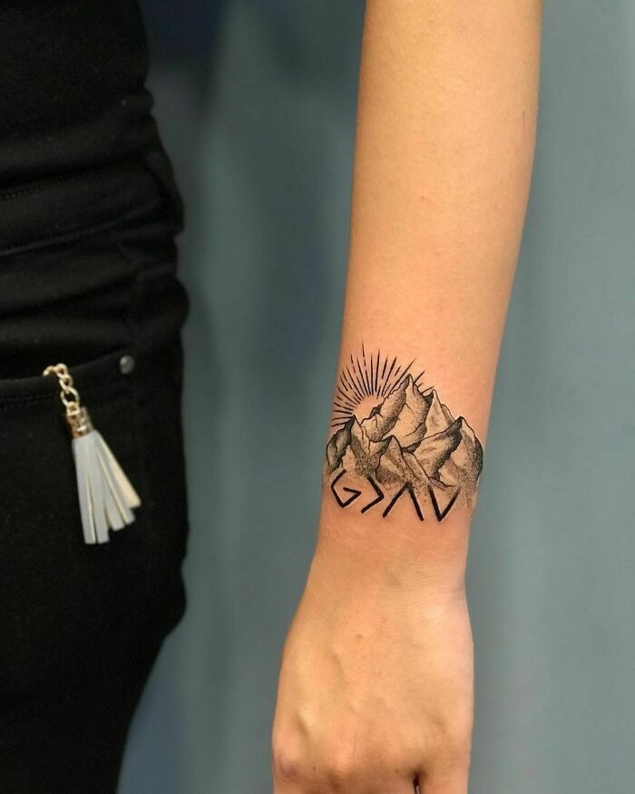 Watercolor Matching Forearm Tattoos with Scripture Tattoo Design