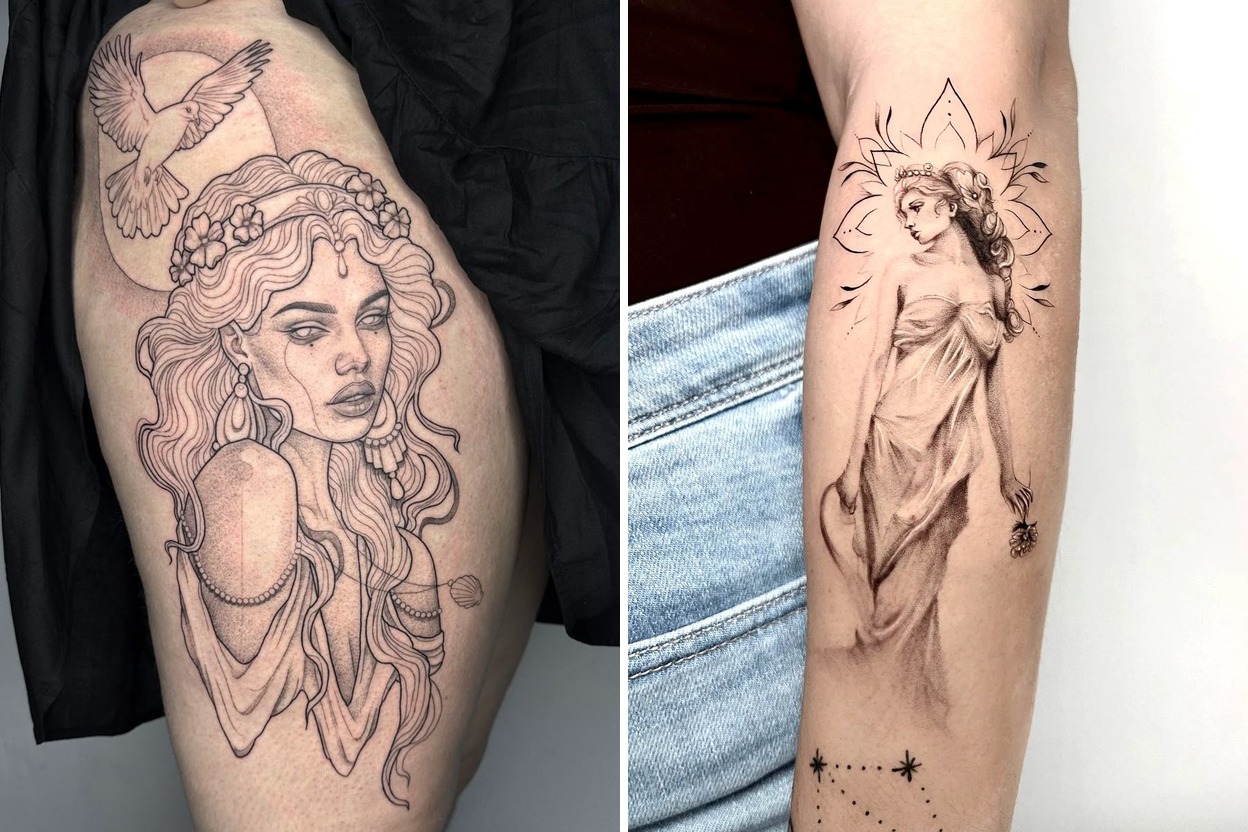 25 Goddess Tattoo Ideas That Feel Like Modern Mythology Featured Lookbook Collage