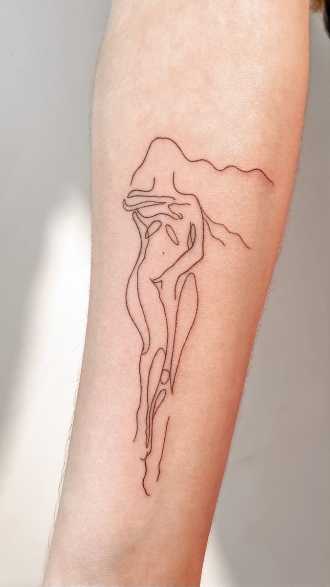 One-Line Minimalist Aphrodite Outline Tattoo Design