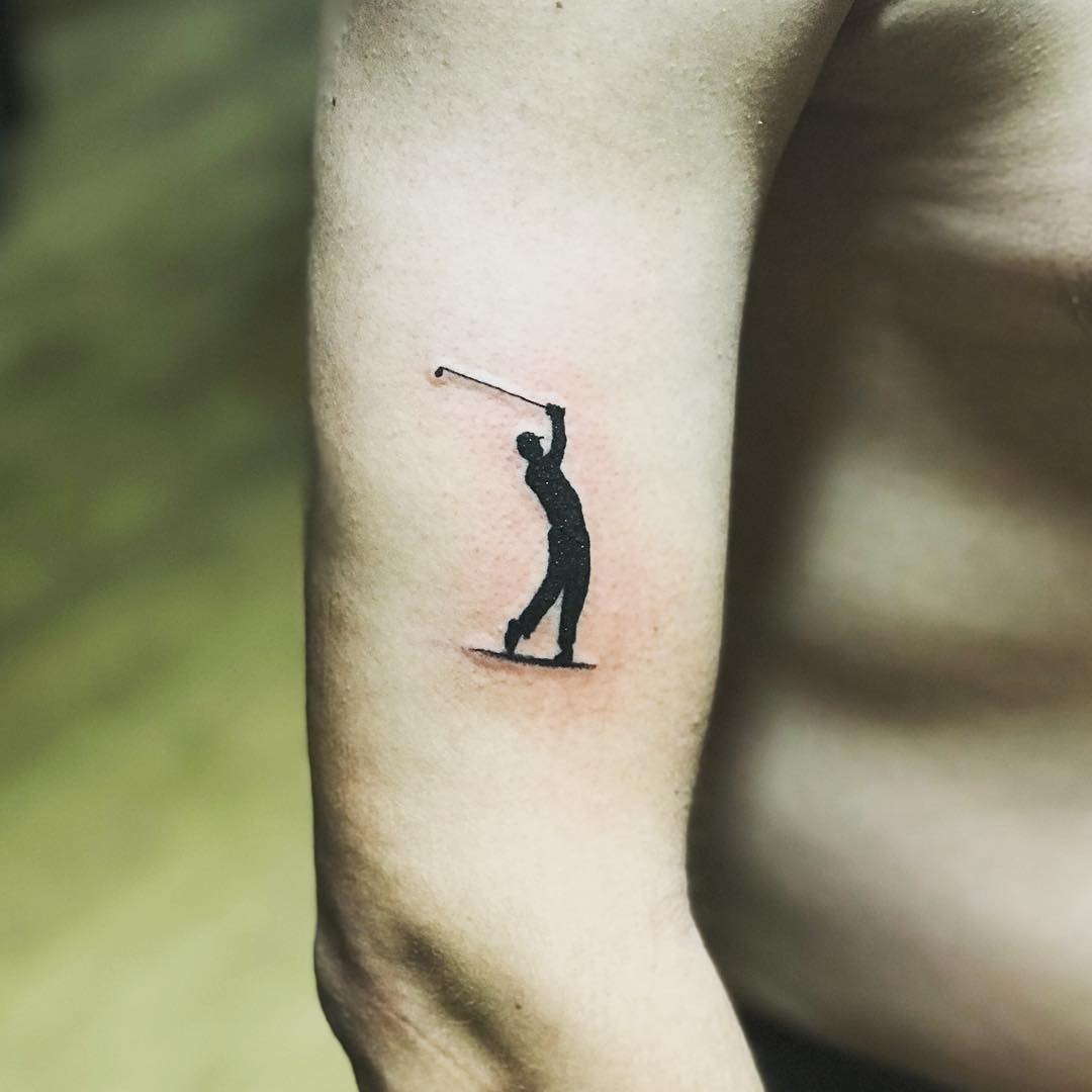 Elegant silhouette of a golfer in motion Tattoo Design