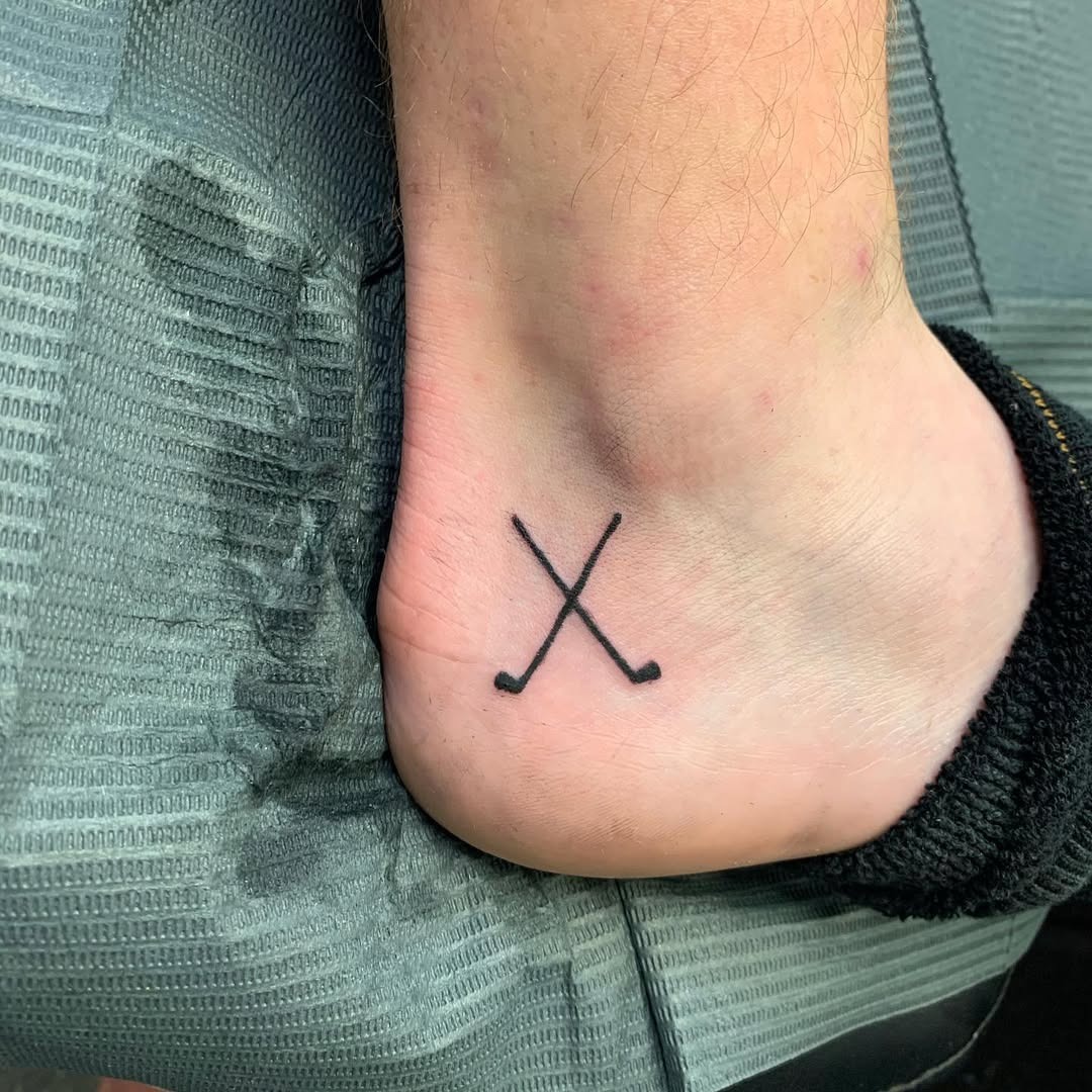 Minimalist Golf Clubs Ankle Tattoo Design Tattoo Design