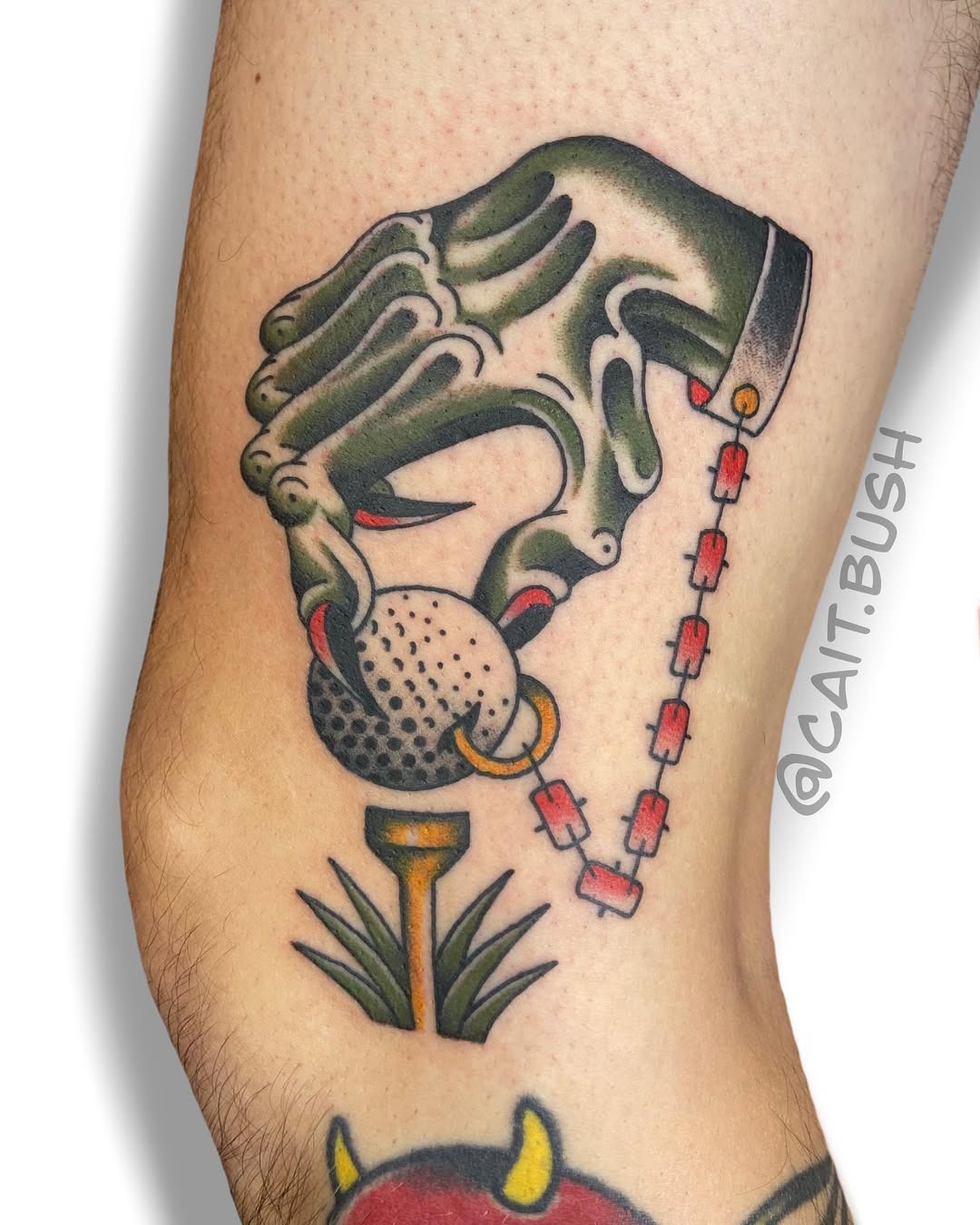 Striking golf tattoo with unique hand design Tattoo Design