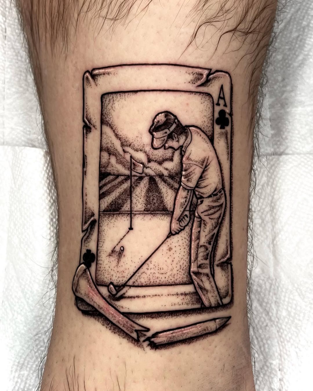 Unique golf tattoo featuring playing card design Tattoo Design