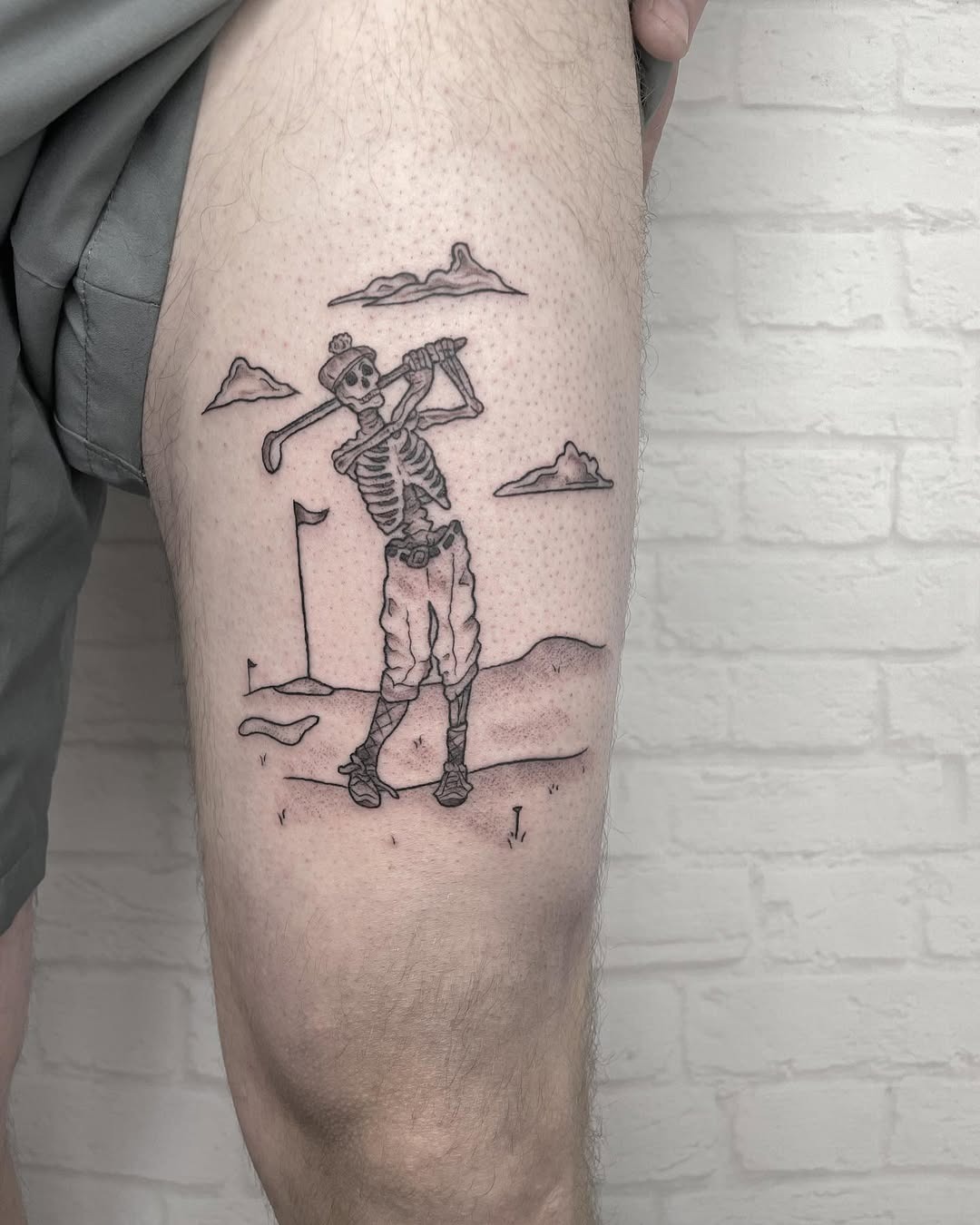 Unique skeleton golfer tattoo adds playful vibe Tattoo Design