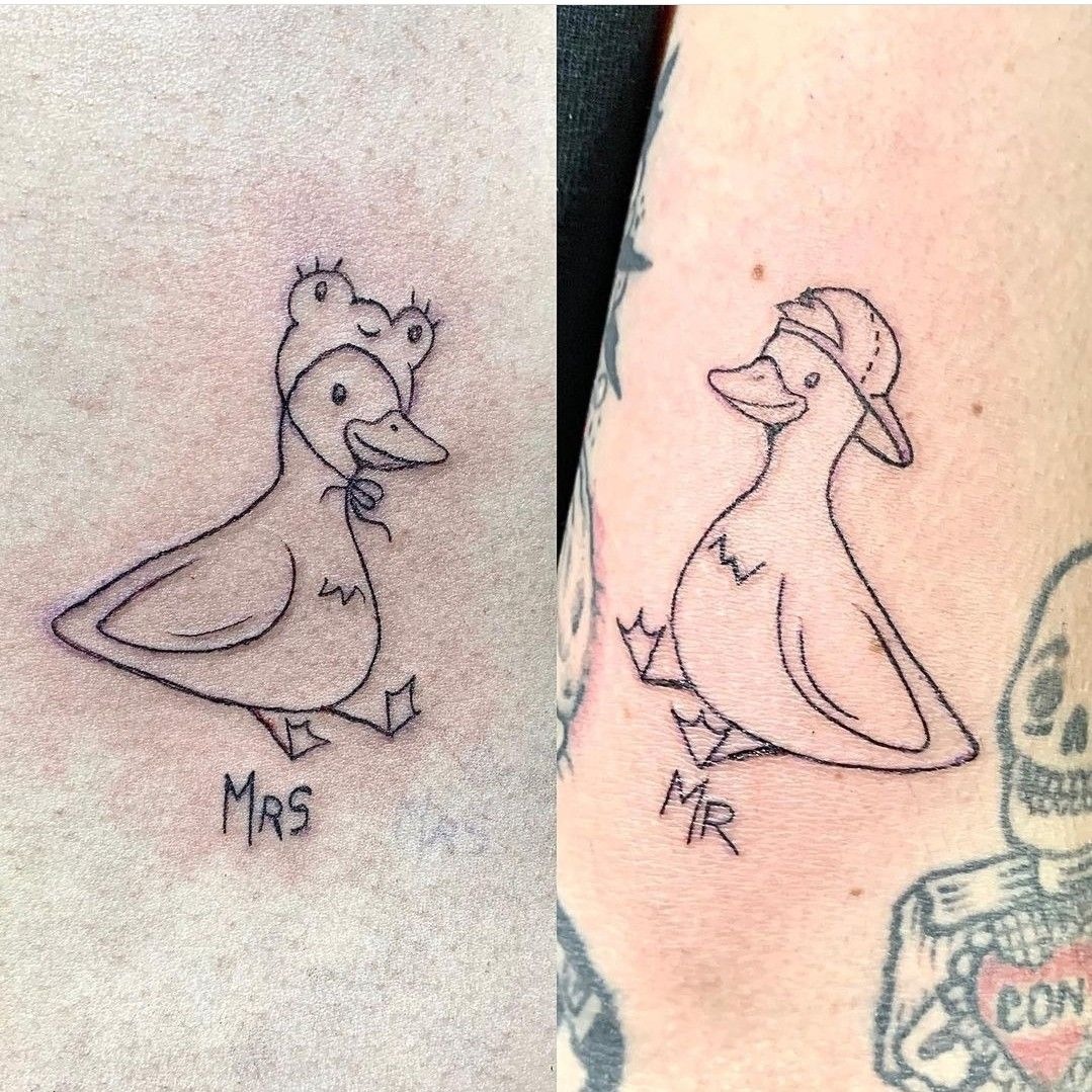 Flying Canadian Goose Tattoo With a Gentle Quote Tattoo Design