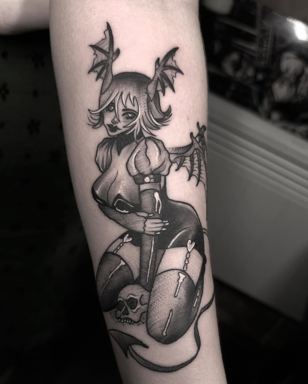 Cute and creepy gothic style tattoo design Tattoo Design