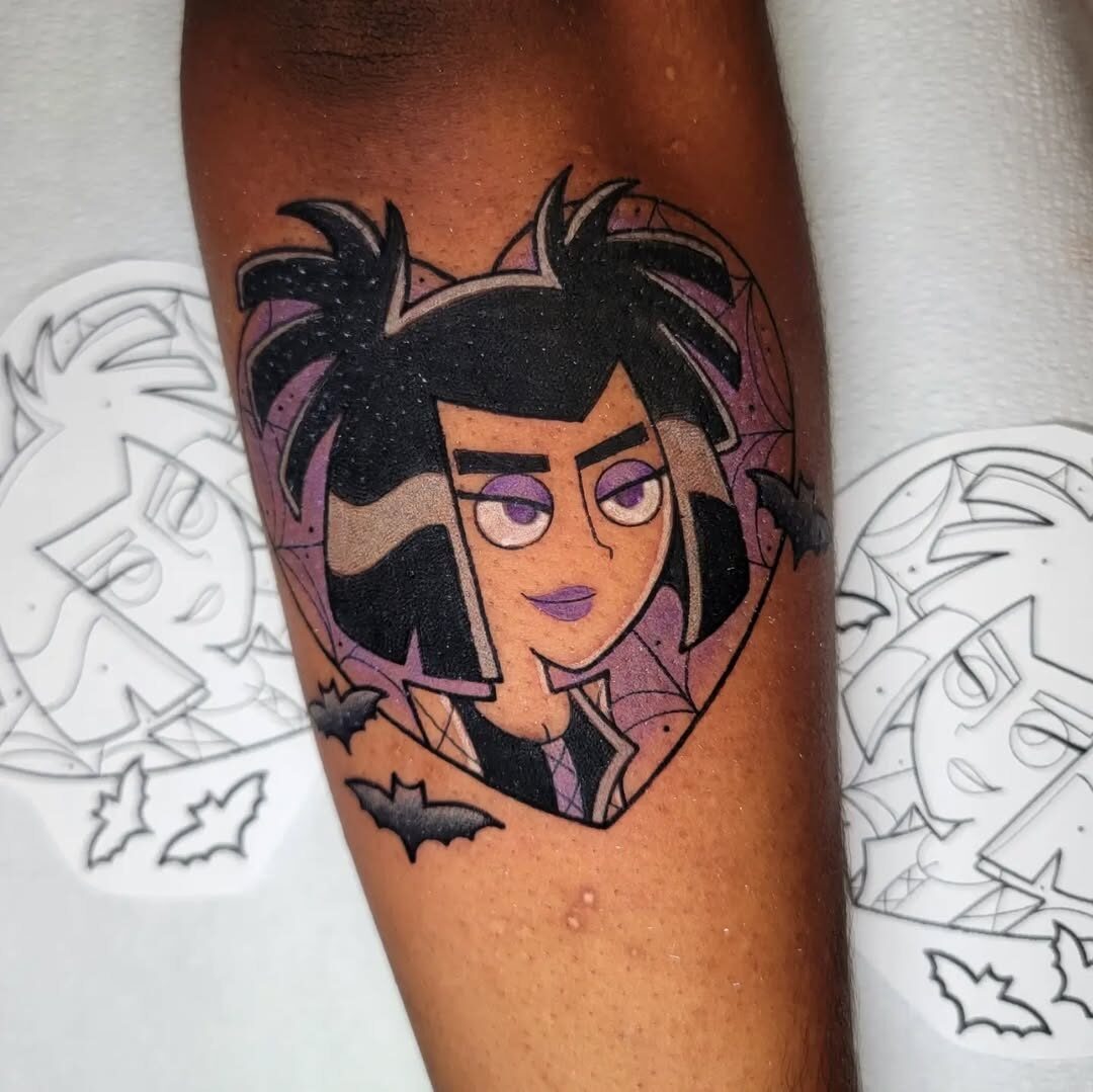 Cute goth character tattoo with a spooky vibe Tattoo Design