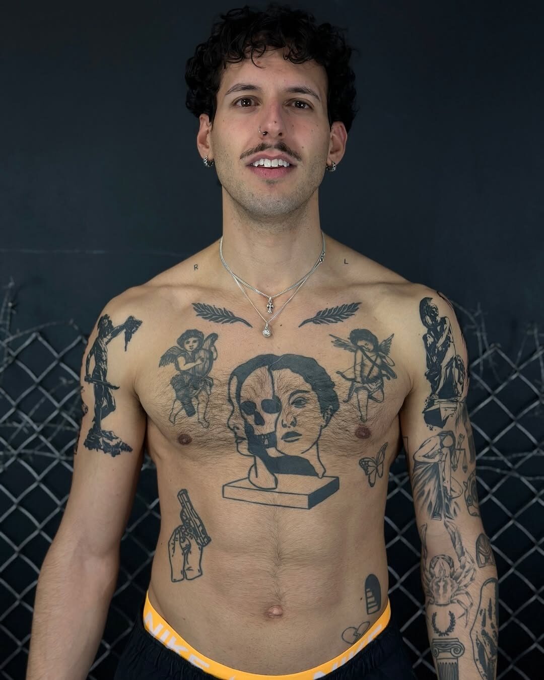 Dramatic male tattoo with gothic elements Tattoo Design