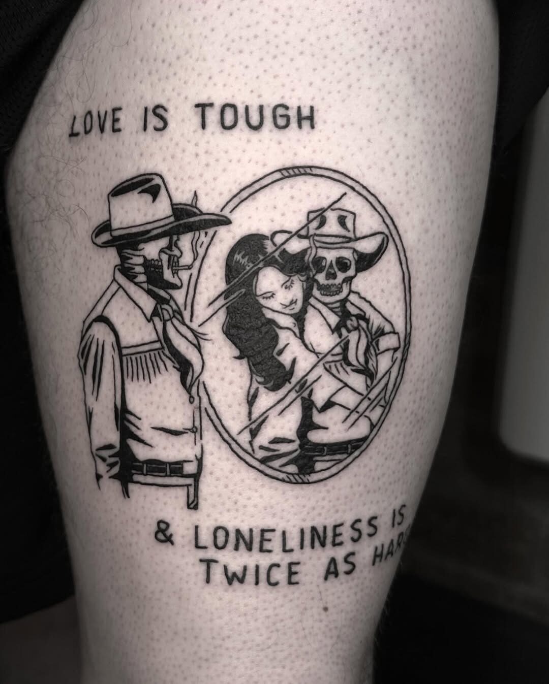 Unique skull couple tattoo with a dark twist Tattoo Design
