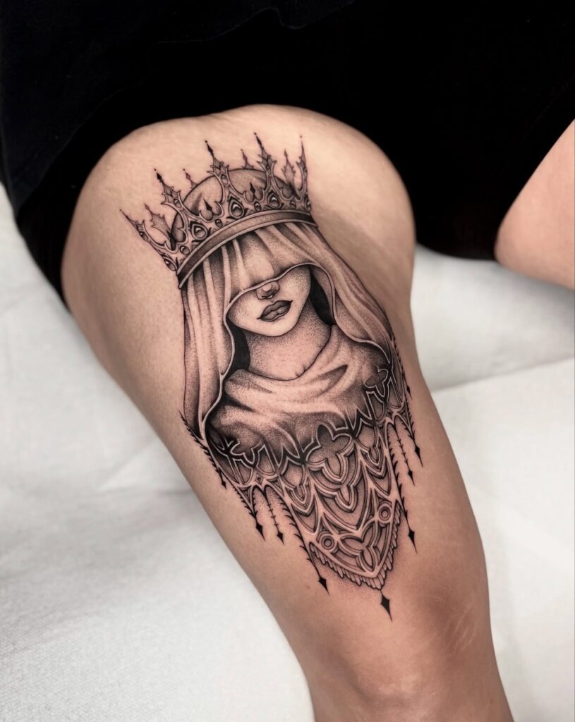 Crowned Veiled Lady Tattoo Tattoo Design