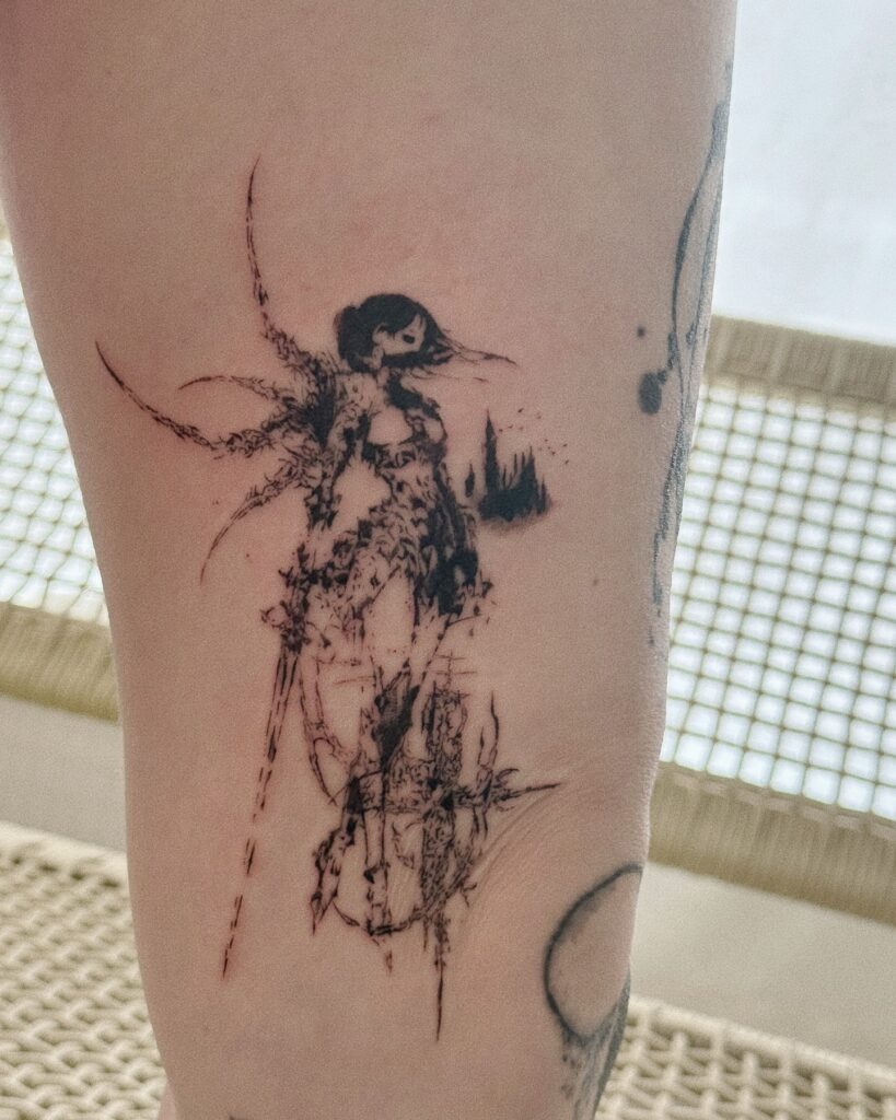 Gothic Assassin in Cybergoth Style Tattoo Design