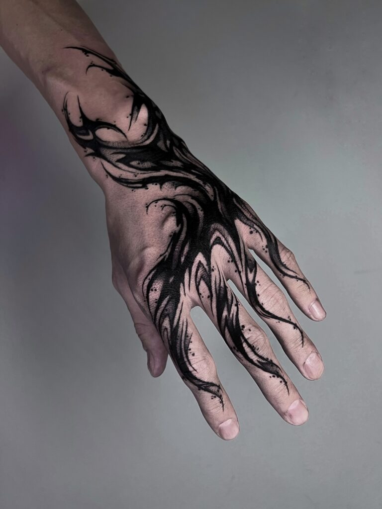 Gothic Blackwork Hand Tattoo Tattoo Design