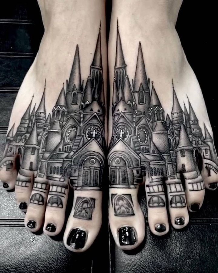 Gothic Cathedral Foot Tattoo Tattoo Design