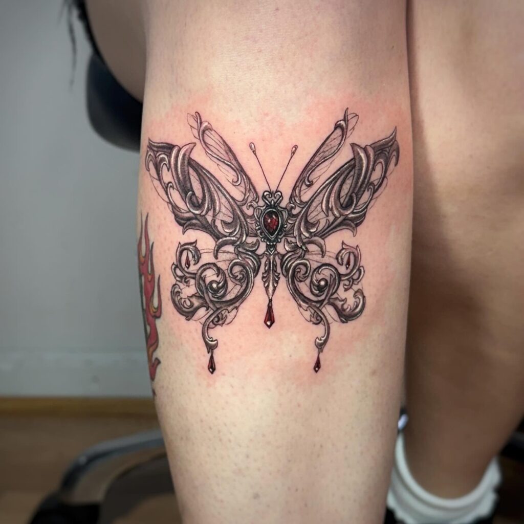 Gothic Filigree Butterfly Tattoo Tattoo Design