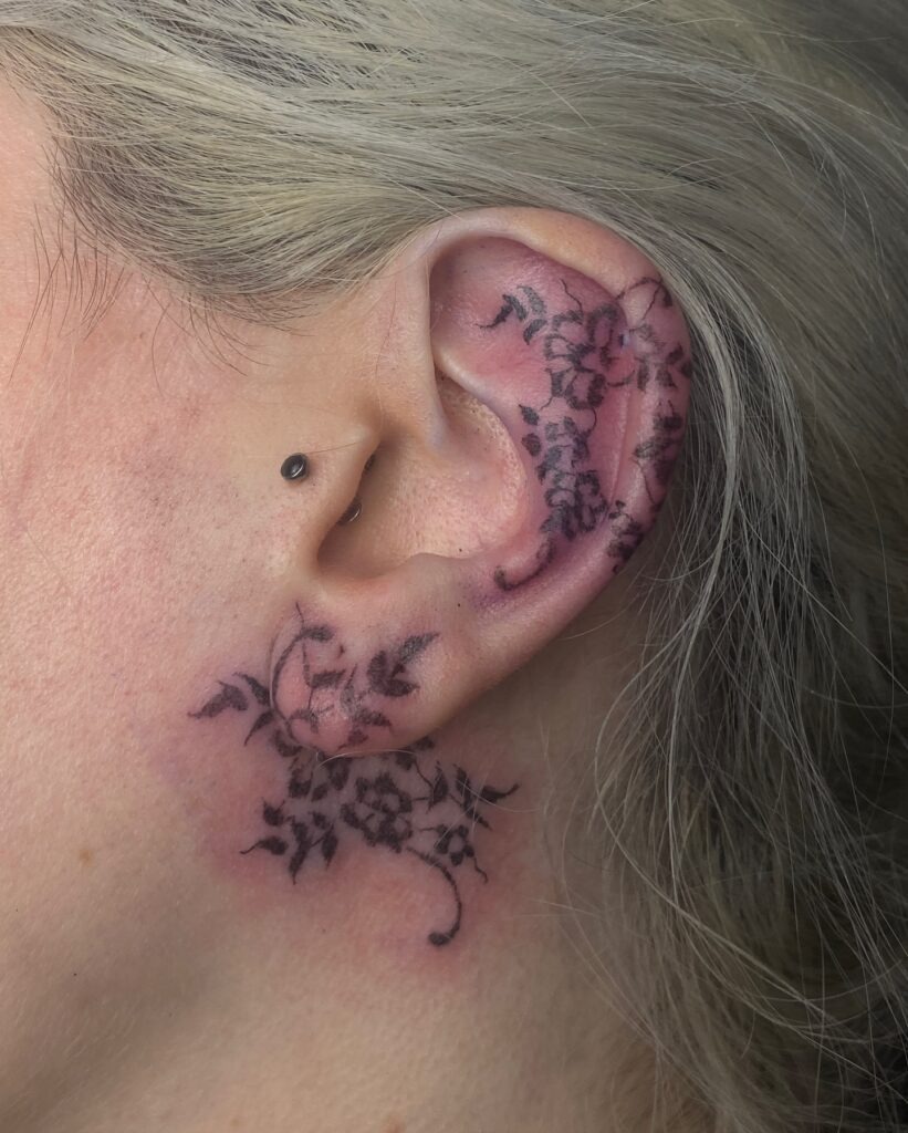 Gothic Floral Ear Tattoo Tattoo Design