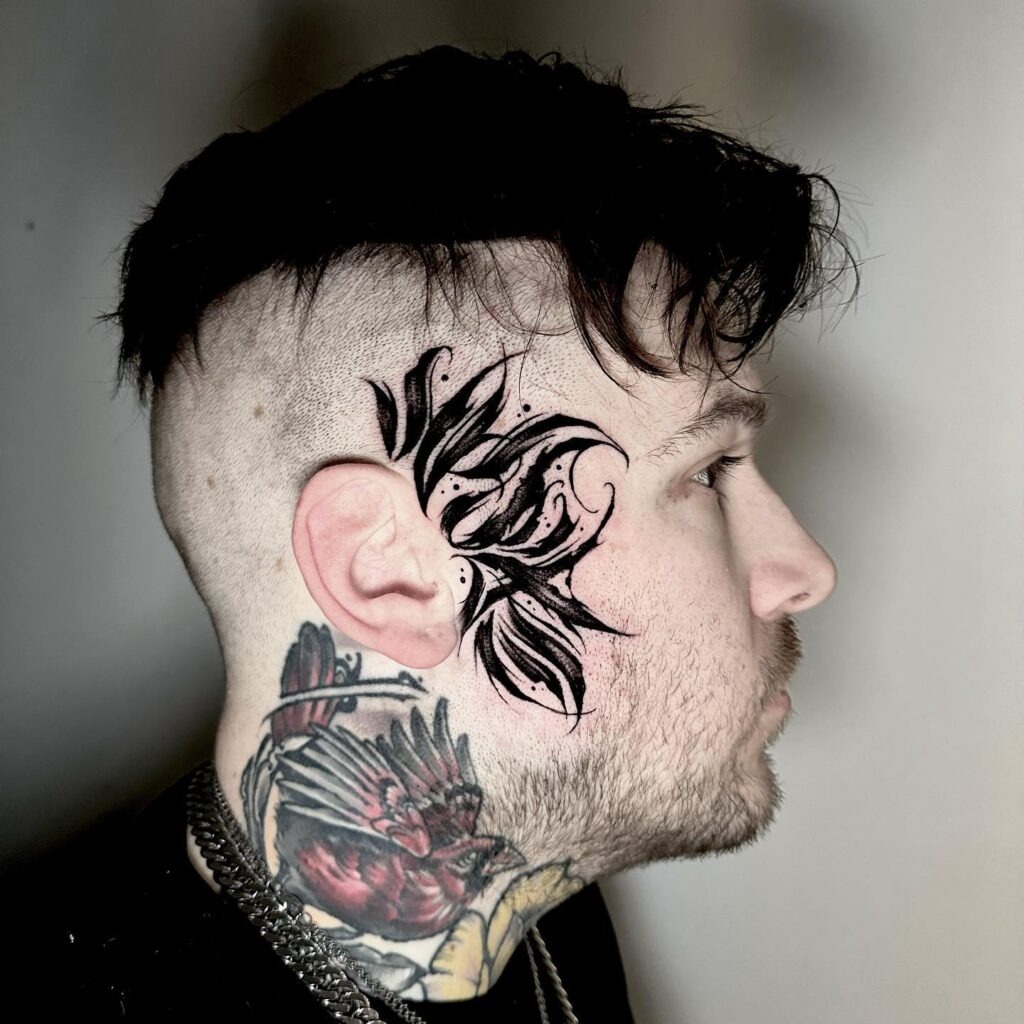 Gothic Floral Face Tattoo Tattoo Design