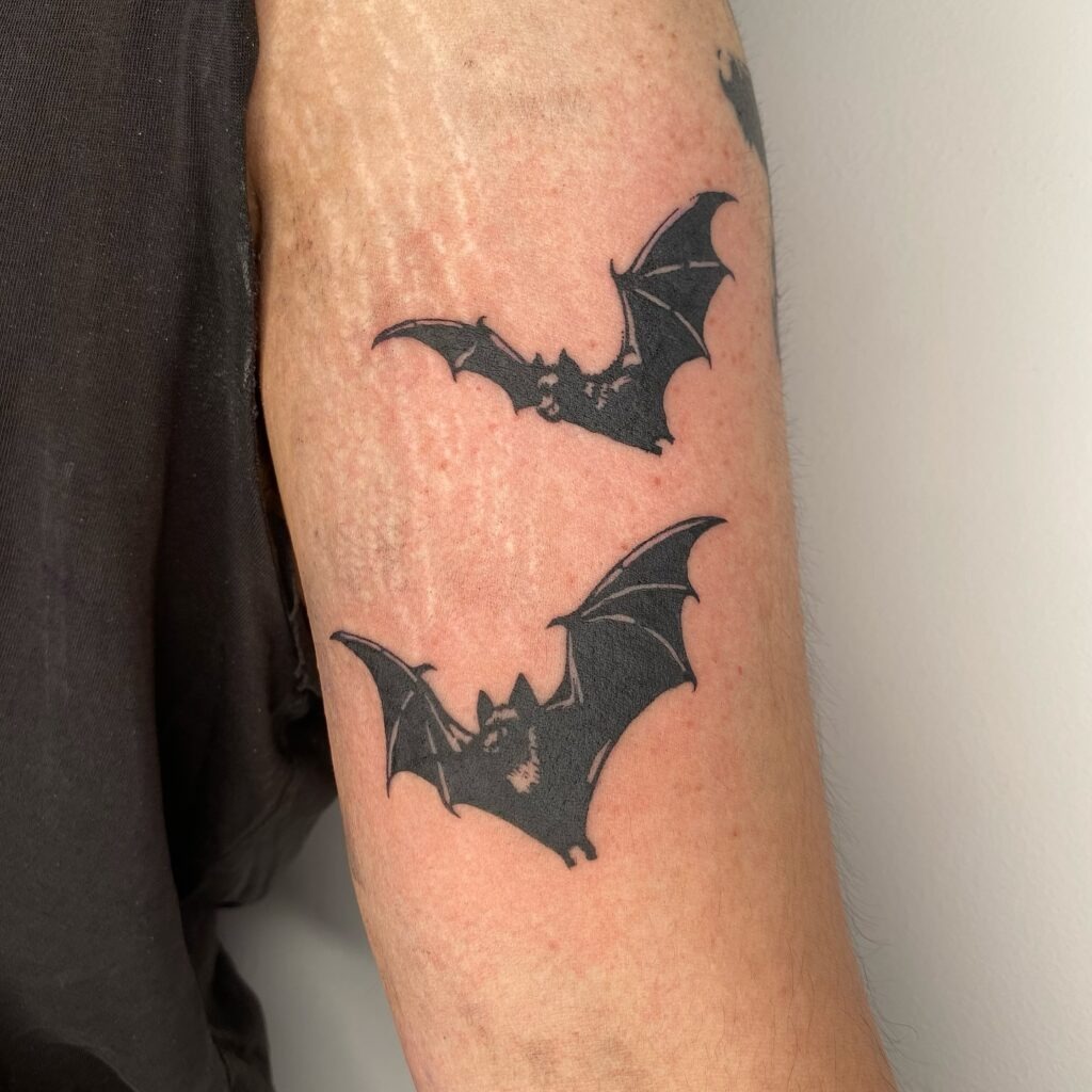 Gothic Flying Bats Tattoo Tattoo Design