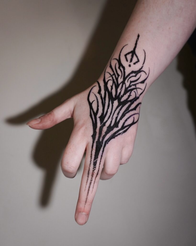 Gothic Hand and Finger Ornament Tattoo Tattoo Design