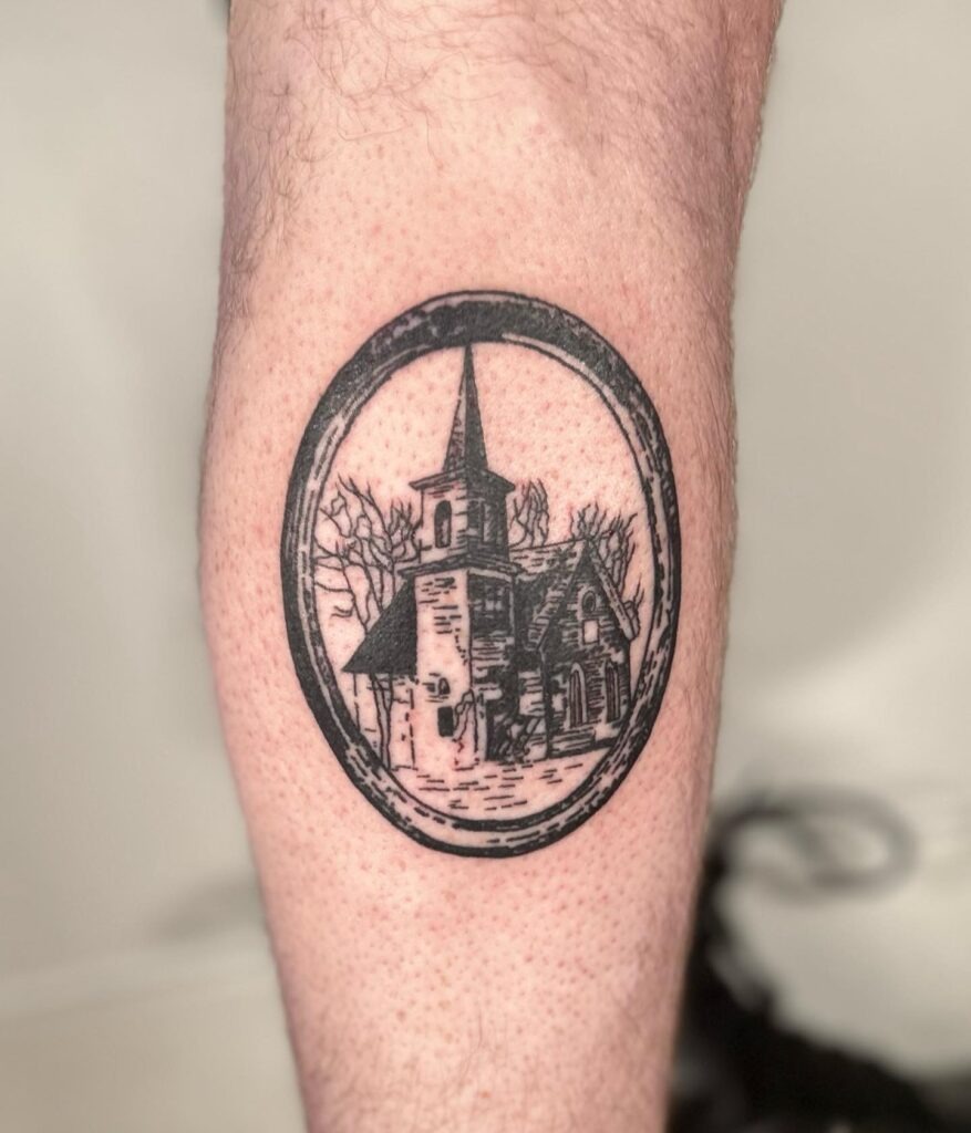 Gothic Haunted Church Tattoo Tattoo Design
