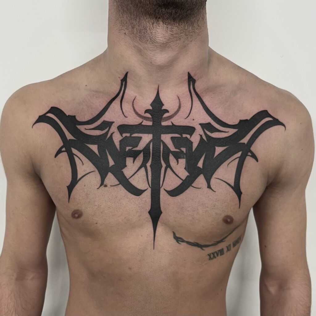 Gothic Ornamental Chest Tattoo Tattoo Design