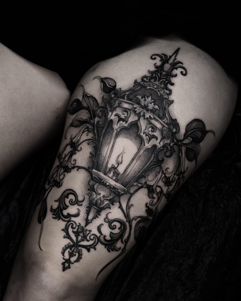 Gothic Ornamental Lantern Tattoo Tattoo Design