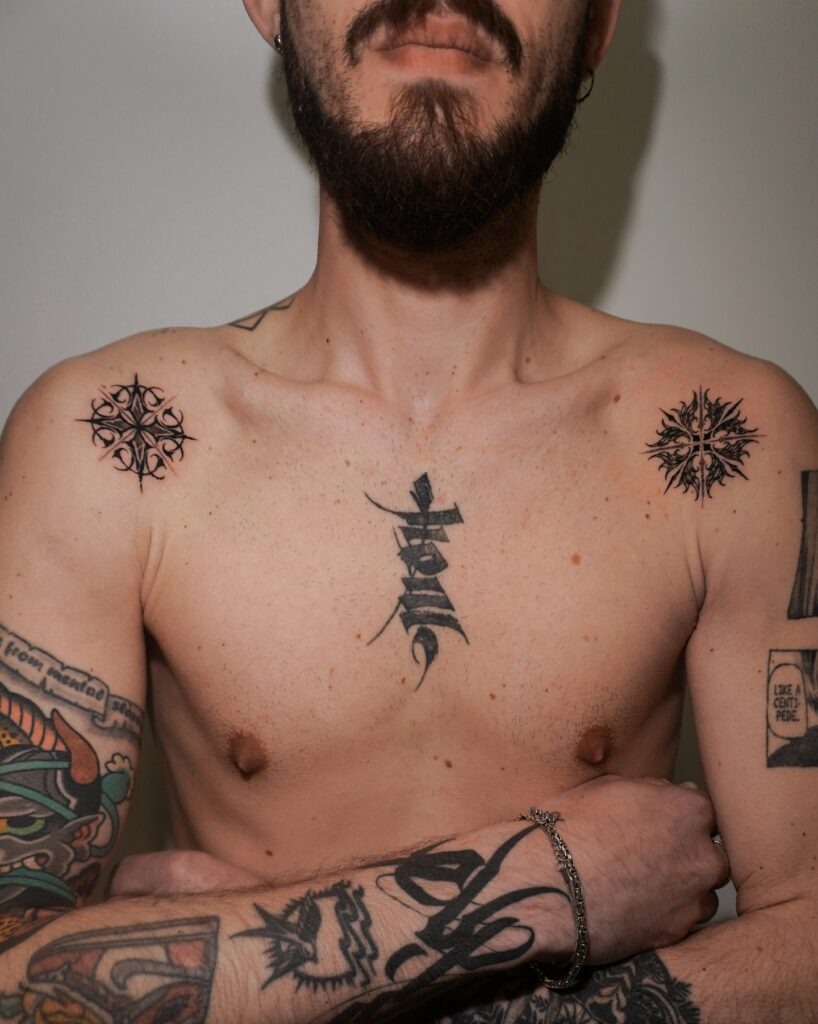 Gothic Ornamental Shoulder Tattoos Tattoo Design