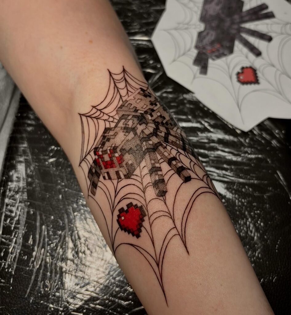 Gothic Pixel Spider Tattoo Tattoo Design