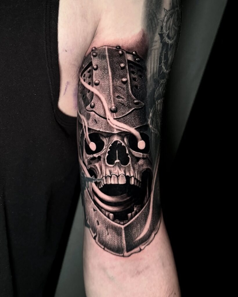 Gothic Skull in Armor Tattoo Tattoo Design