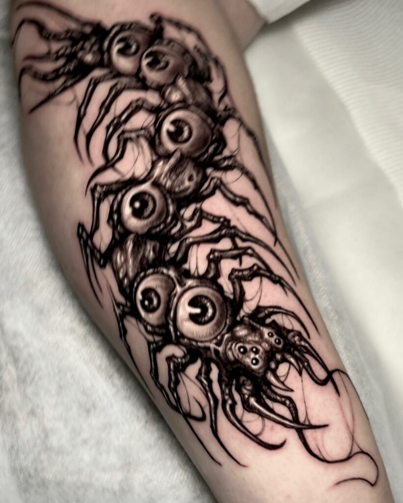 Gothic Spider with Eyeball Body Tattoo Tattoo Design