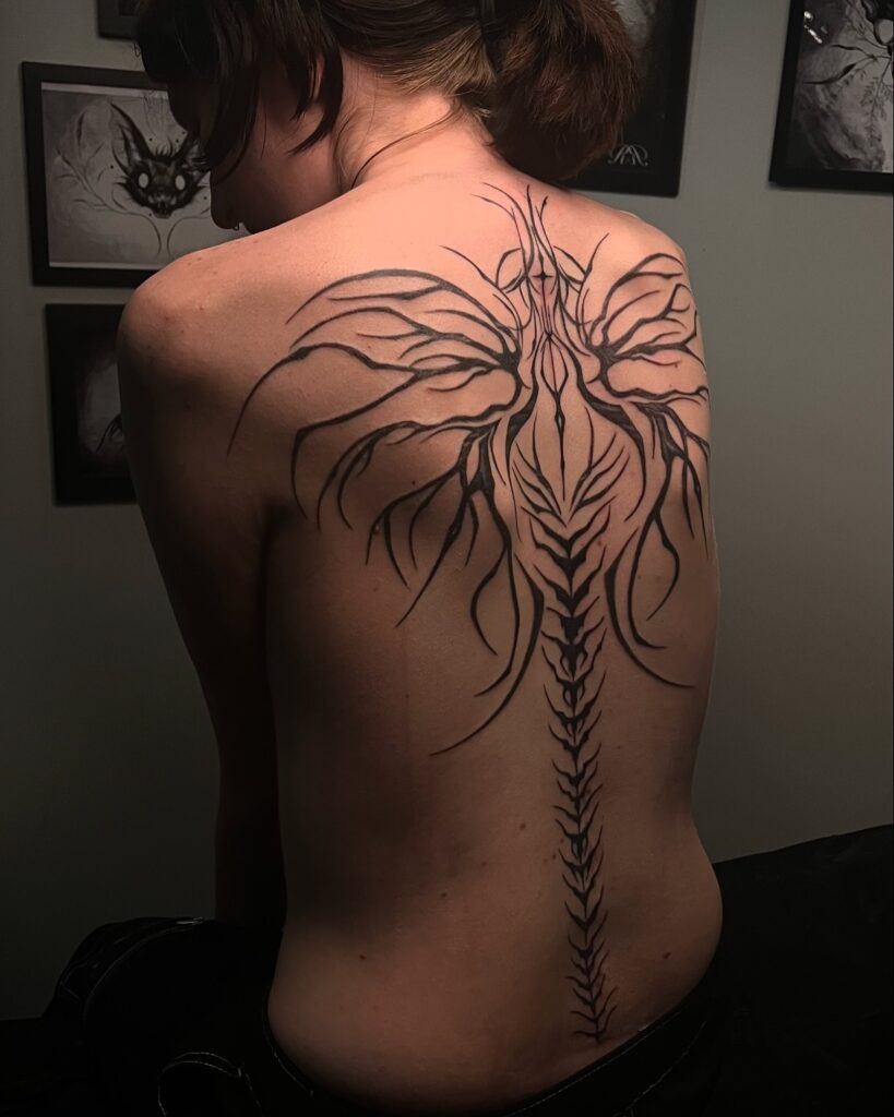 Gothic Spine and Branches Back Tattoo Tattoo Design