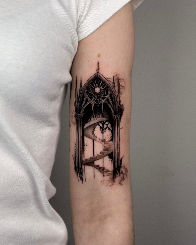 Gothic Stairway Portal Tattoo Tattoo Design