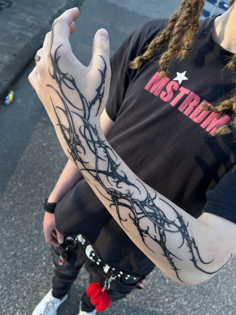 Gothic Thorned Vine Sleeve Tattoo Tattoo Design