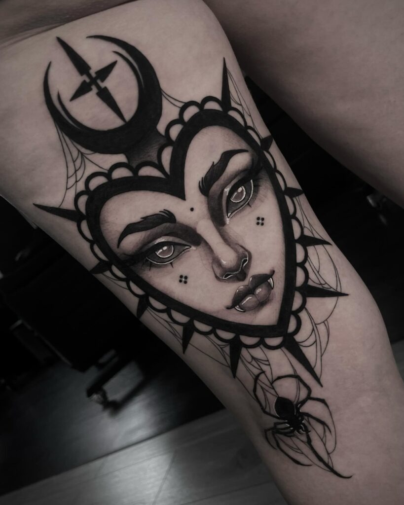 Gothic Vampire Woman Thigh Tattoo Tattoo Design
