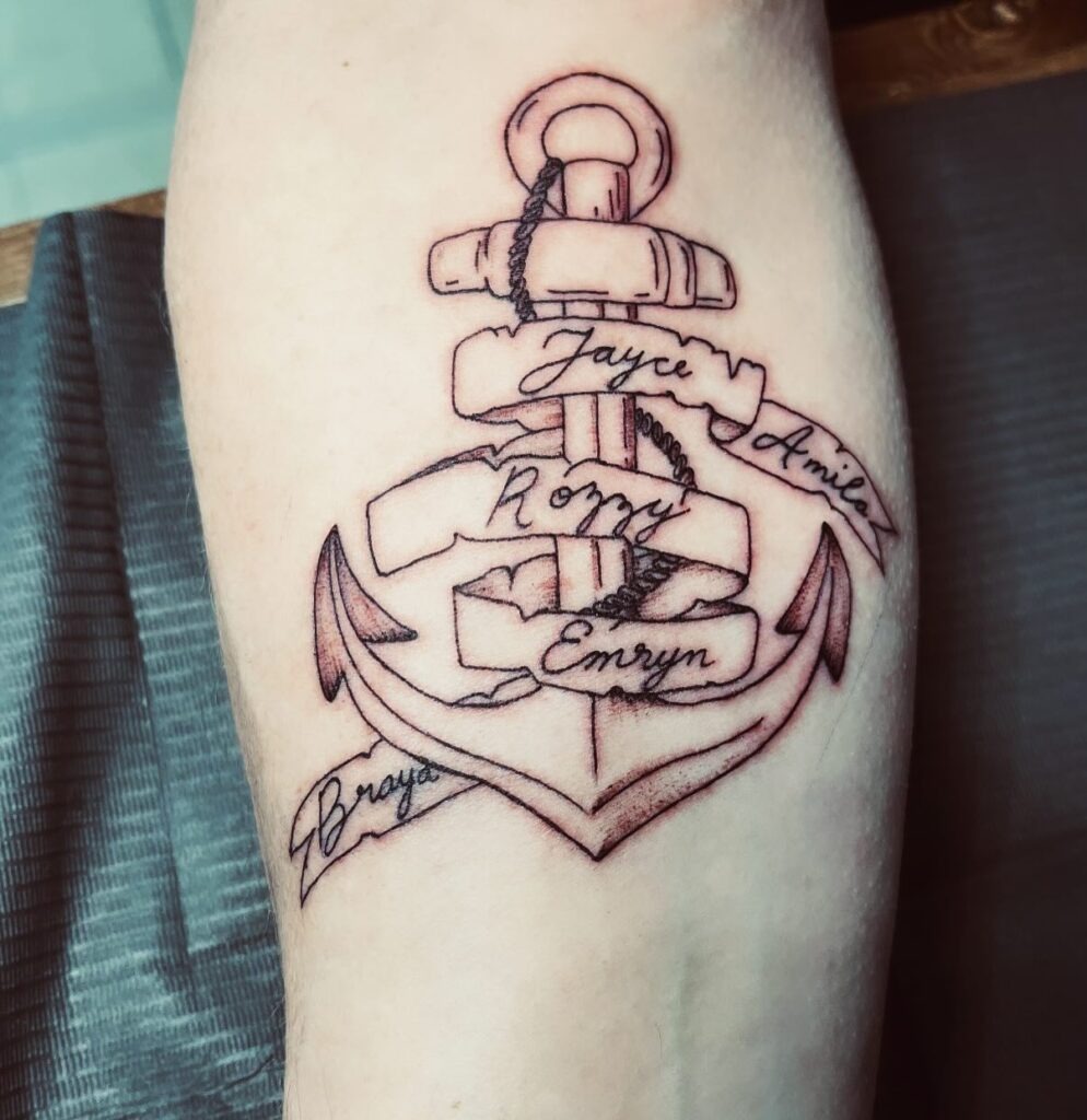Floral Vine with Grandchildren's Names Tattoo Design