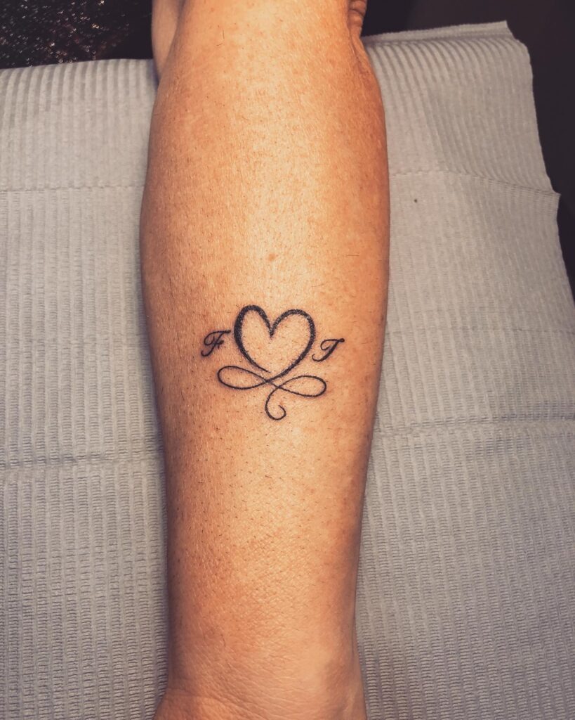Grandchild's Name with Birthdate Tattoo Design