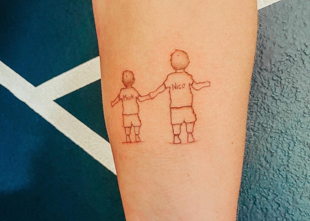 Interlocking Hearts with Names Tattoo Design