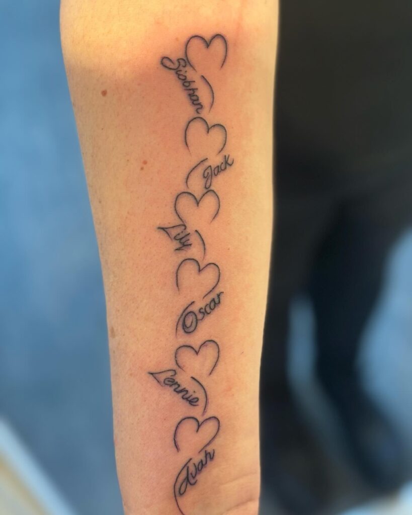 Realistic Rose with Names and Dates Tattoo Design