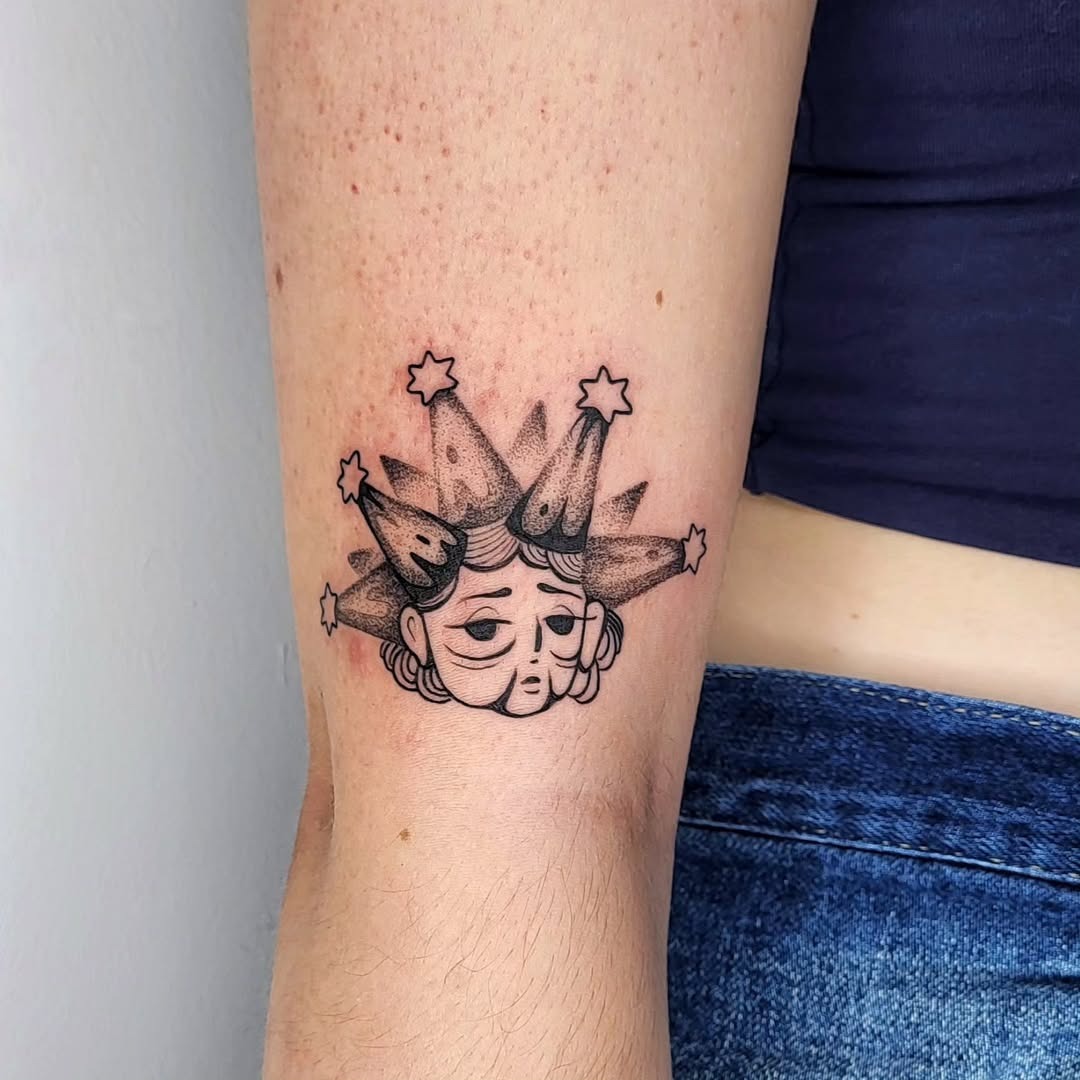 A whimsical grandmother tattoo with party vibes Tattoo Design