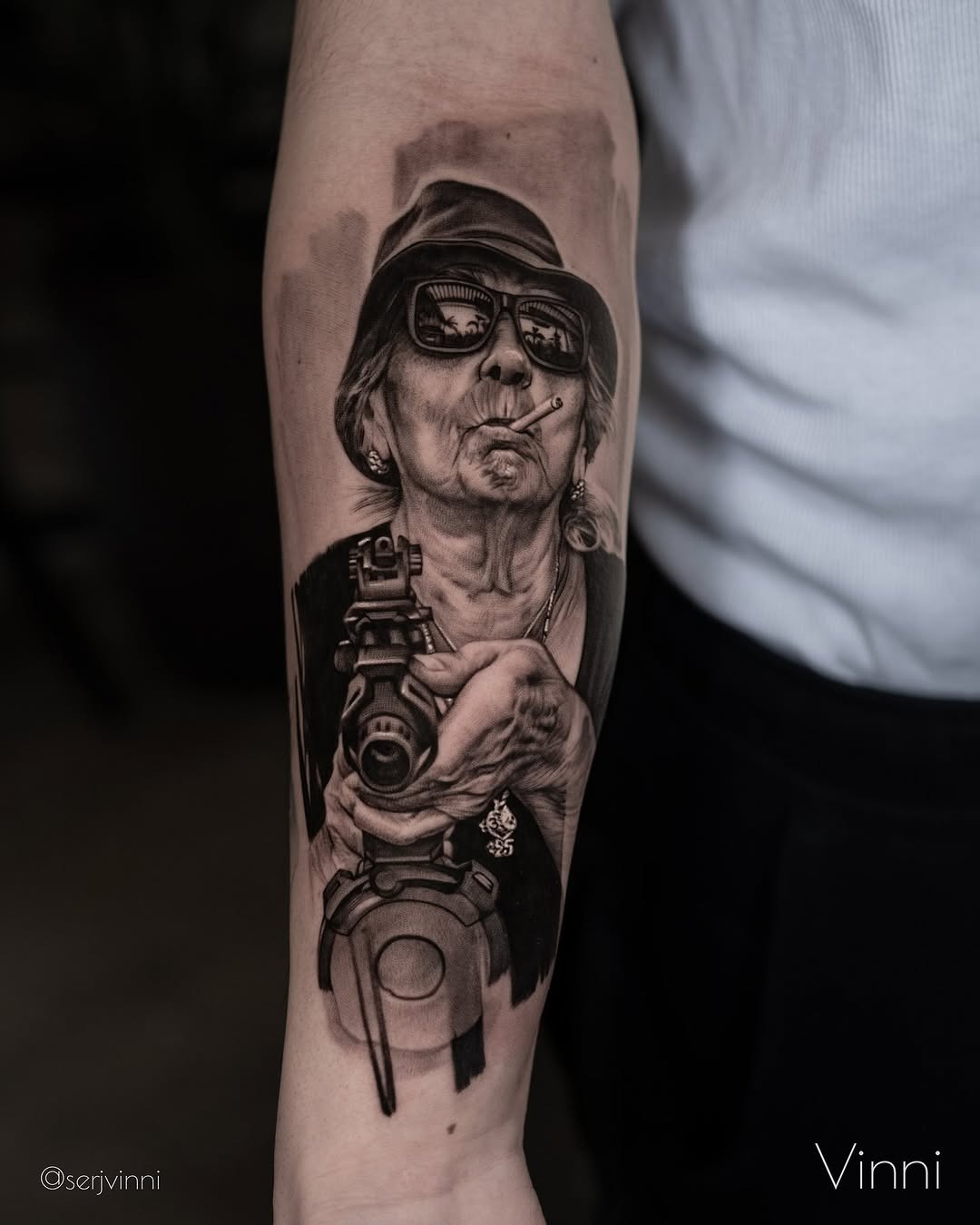 Bold tattoo showcasing a fierce grandma vibe Tattoo Design