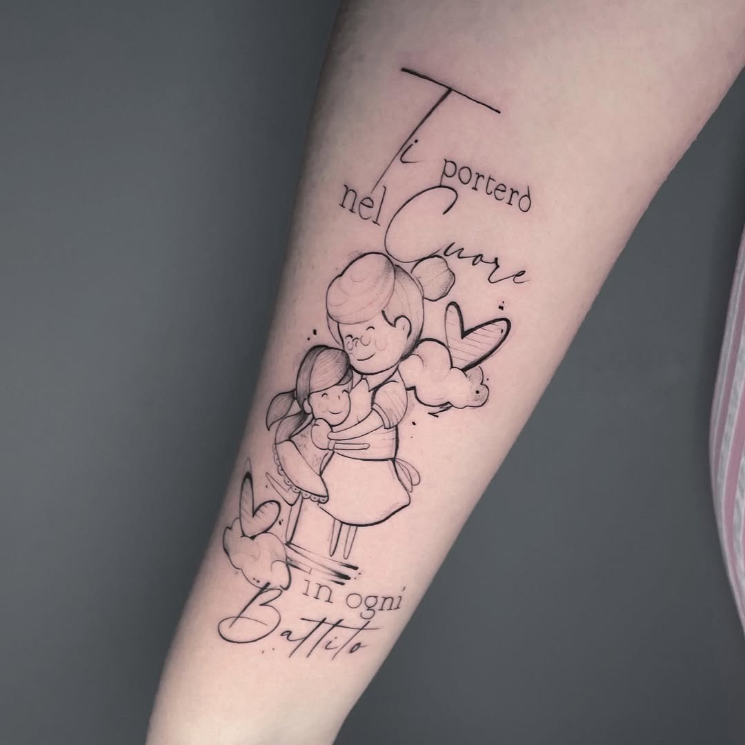 Heartwarming grandma and child tattoo design Tattoo Design