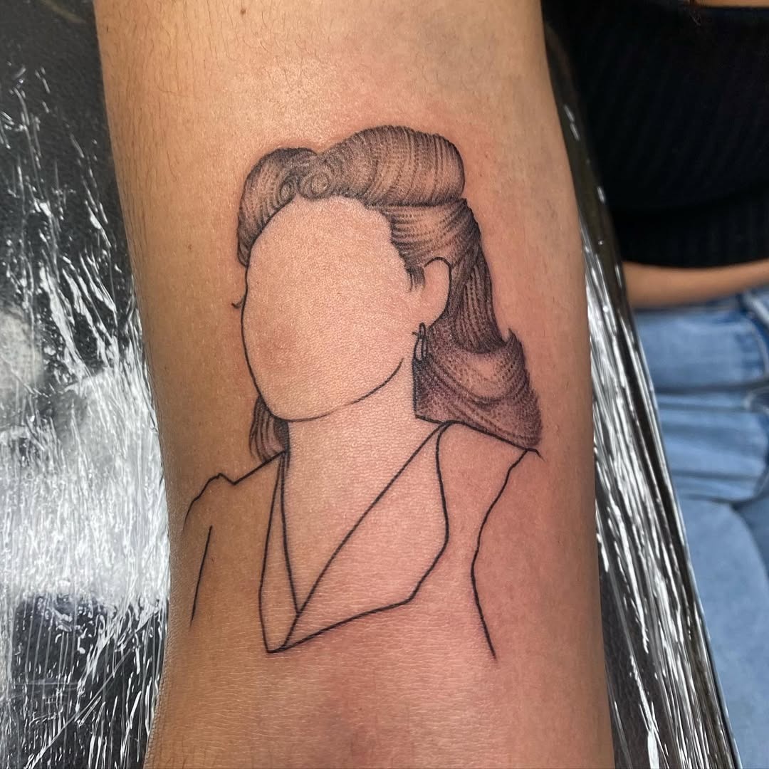 Simple Portrait Style Grandma Tattoo Tattoo Design