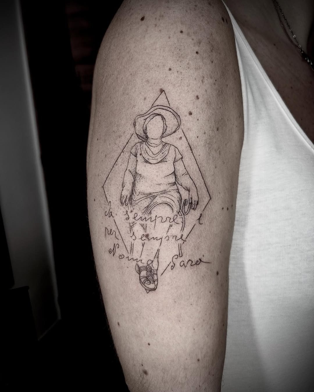 Vintage-inspired grandma tattoo with elegant script Tattoo Design