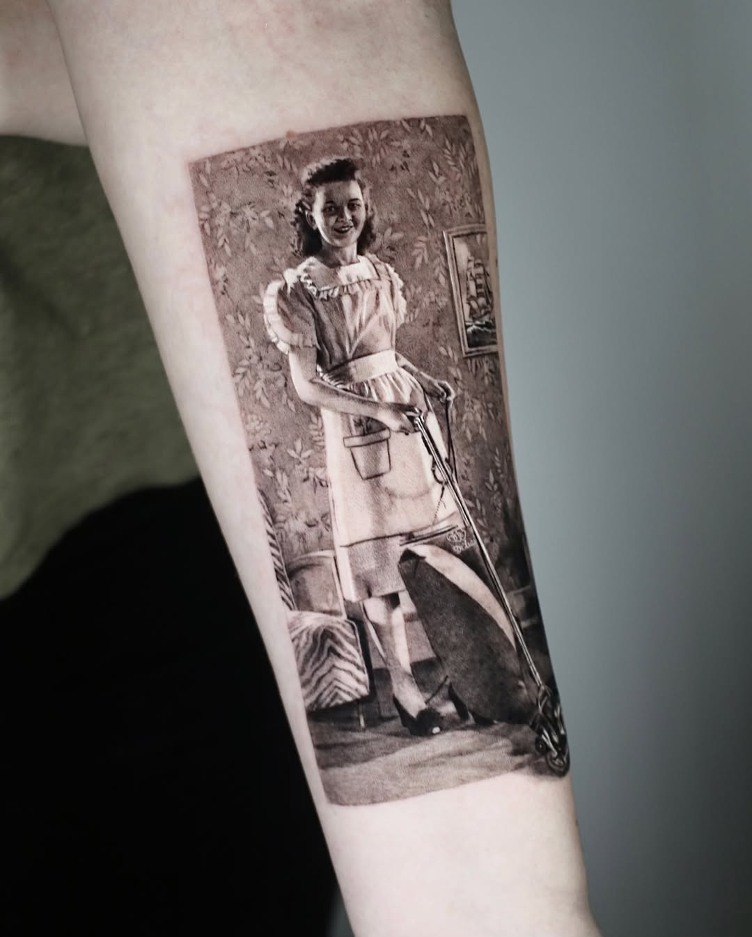 Vintage portrait tattoo celebrates grandmother's legacy Tattoo Design