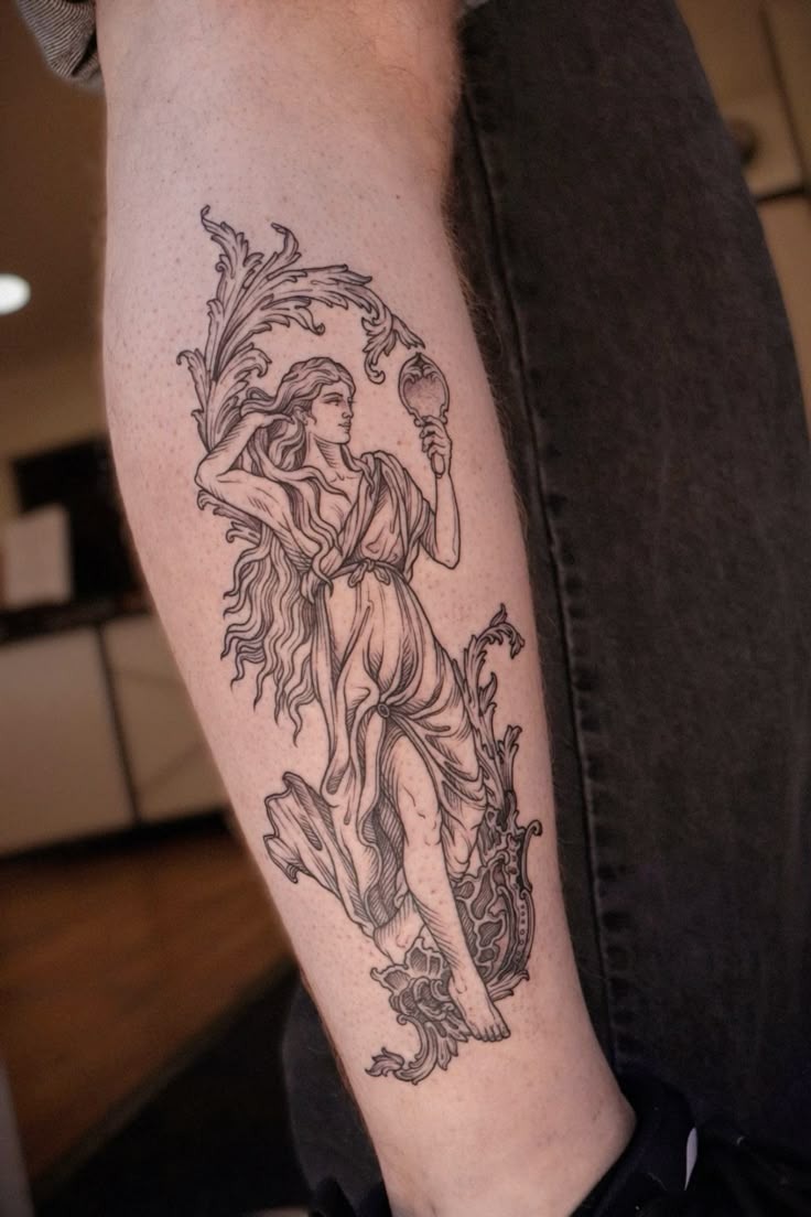 Flowing Goddess Full Leg Tattoo Tattoo Design