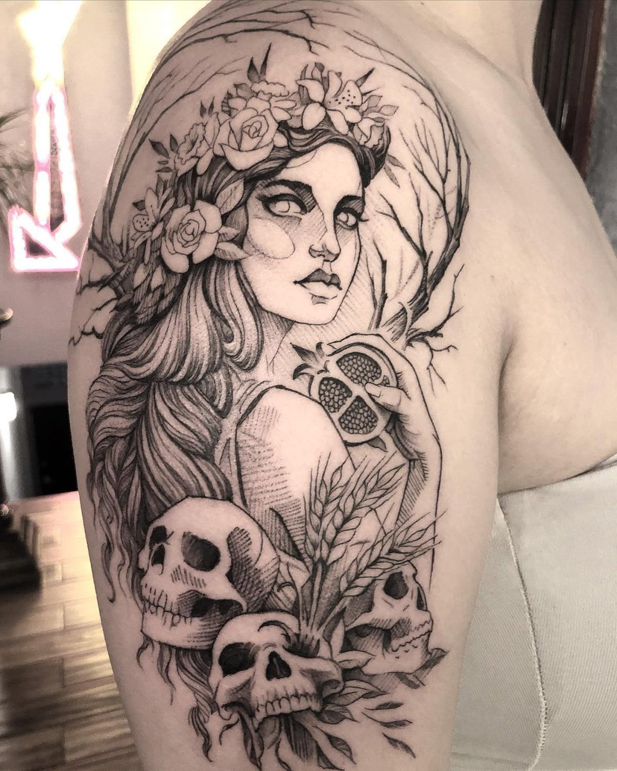 Persephone Full Back Narrative Tattoo Tattoo Design