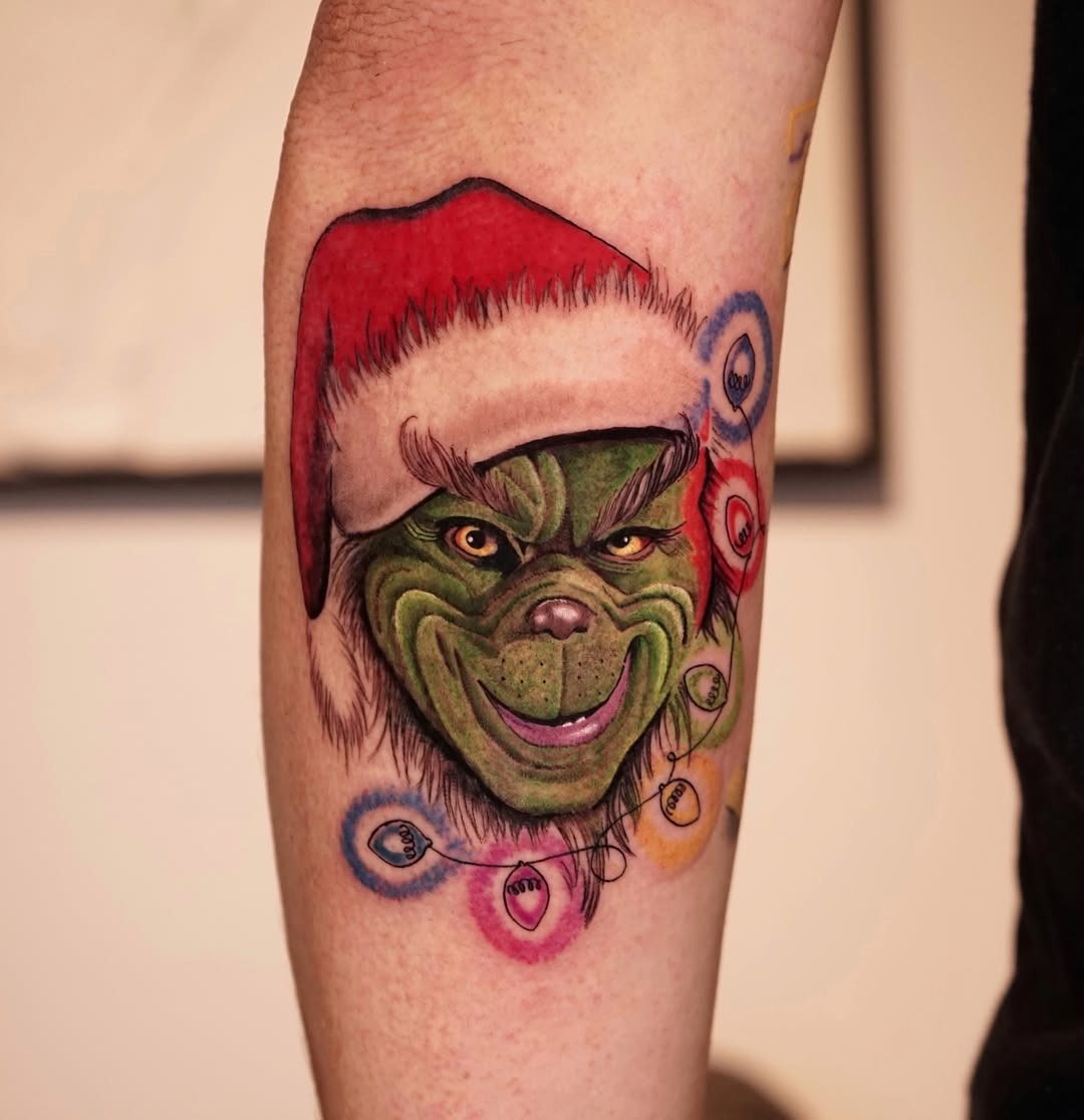 Unique Grinch tattoo with festive charm Tattoo Design