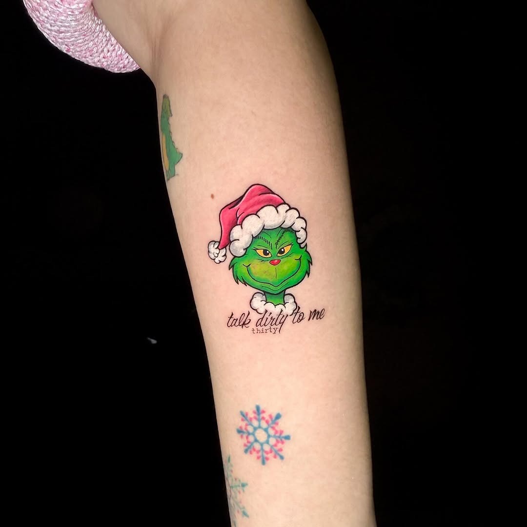 Whimsical Grinch Ink for Holiday Spirit Tattoo Design