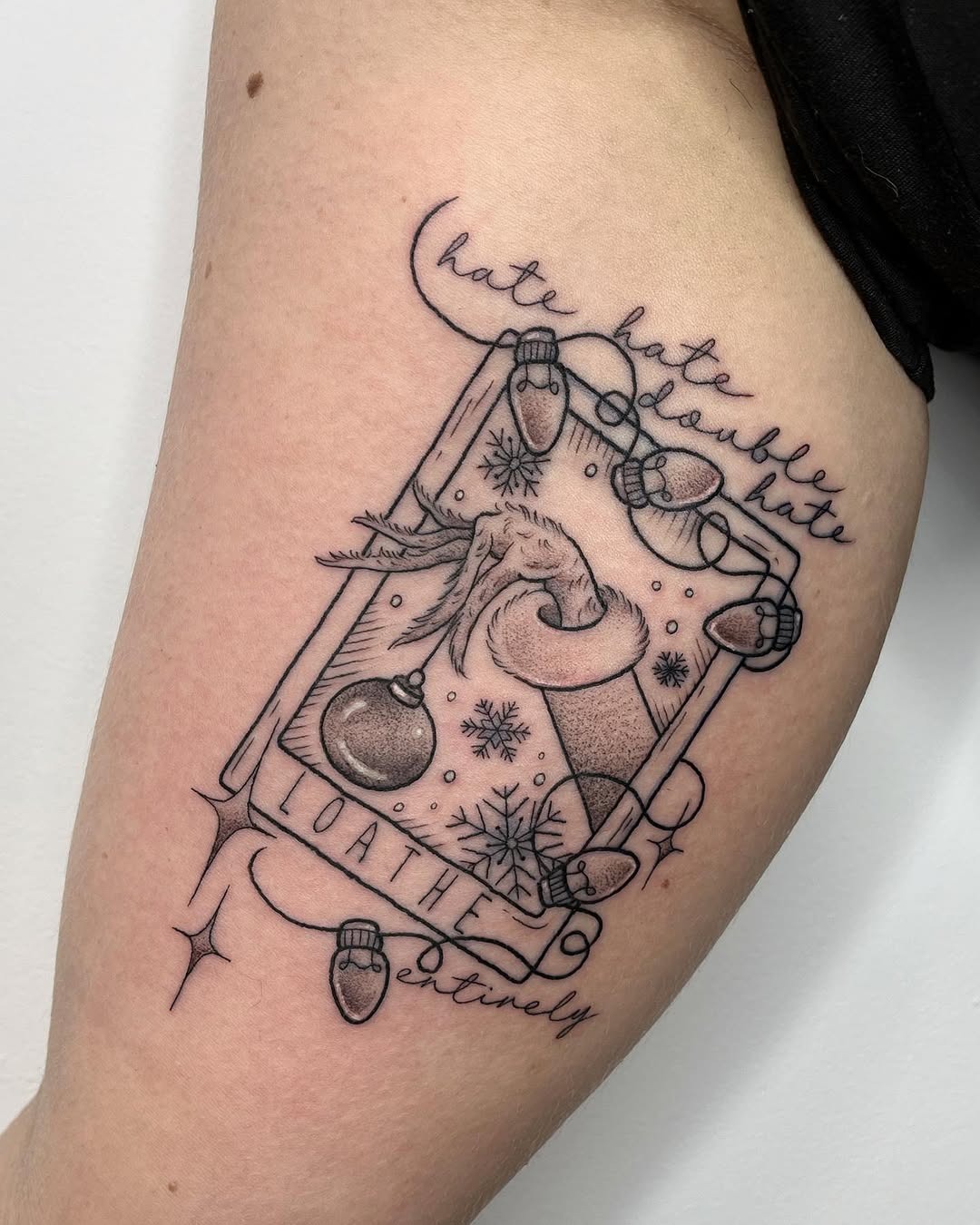 Whimsical Grinch tattoo showcasing holiday spirit Tattoo Design