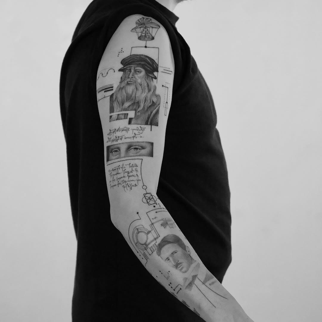 Artistic Expression Through Historical Figures Tattoo Design